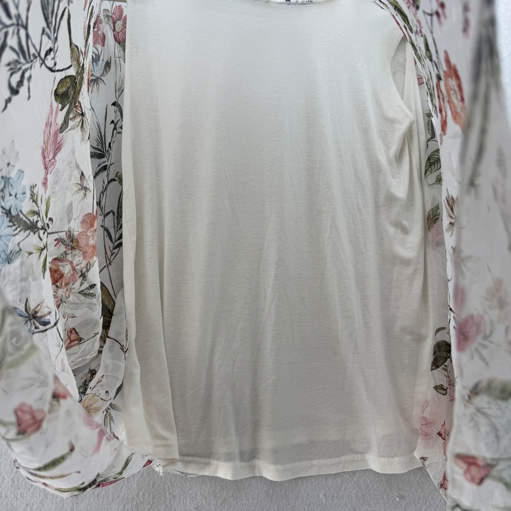 Viola Borghi Made in‎ Italy Floral Print Sheer Overlay Top Blouse Size S - Picture 4 of 7